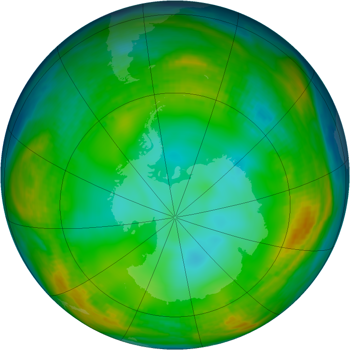 Antarctic ozone map for 10 July 1980